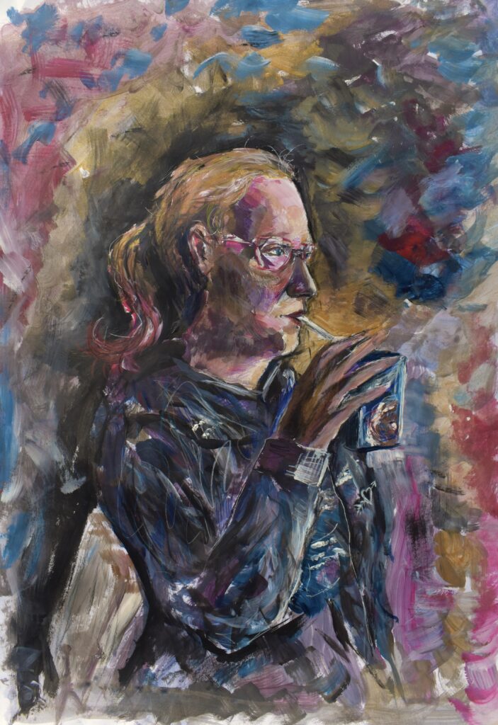michelle trinkt kakao papier acryl